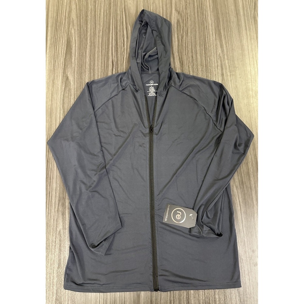NWT Real Essentials Men's Navy Blue Dry-Fit Full Zip Jacket Hoodie Size Large